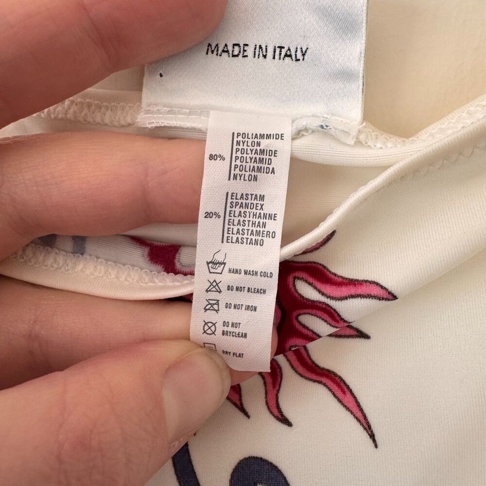 Occhi Verdi by La Perla Women's White Dragon Floral Print Swim Tank Top Size 46 - Picture 6 of 6